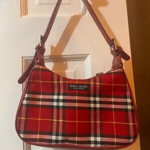 Kate Spade Red and Black Plaid Shoulder Bag